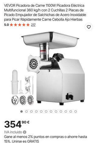 Picadora de Carne VEVOR 1100W Nueva