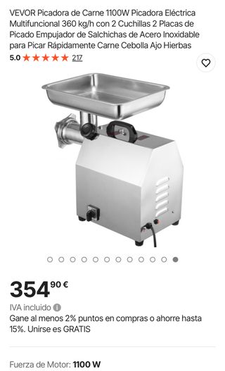 Picadora de Carne VEVOR 1100W Nueva