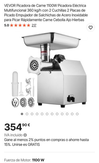 Picadora de Carne VEVOR 1100W Nueva