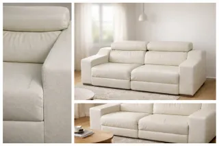 Sofá Natuzzi 3 plazas cuero blanco