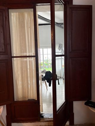 Puerta madera y cristal