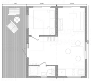 Casa prefabricada, modular, de madera 42m2