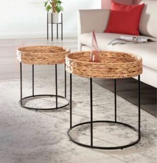 2 Tavolini in Vimini e Metallo