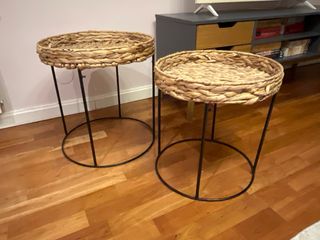 2 Tavolini in Vimini e Metallo
