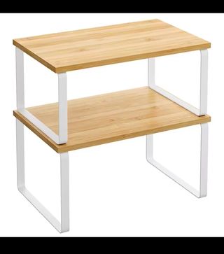 Estante organizador de bambú y metal