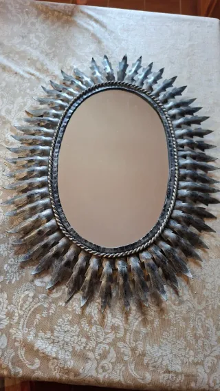 Espejo Sol Metal y Cristal. Vintage
