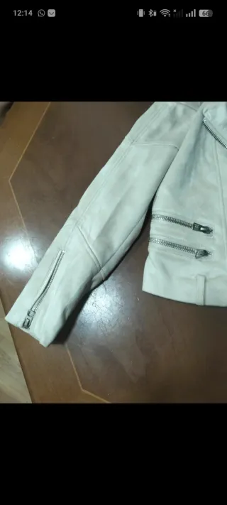 Chaqueta Biker Antelina Beige