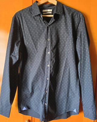 Camisa Mango Hombre Talla M Azul Marino