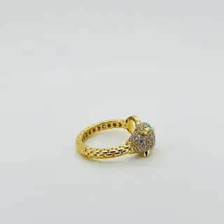 ANILLO PANTERA CON CIRCONITAS. Oro 18k.