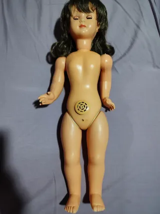 Muñeca antigua vestido rosa 60 cm aproximadamente