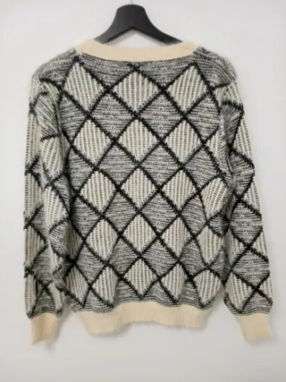 Jersey de rombos beige y gris