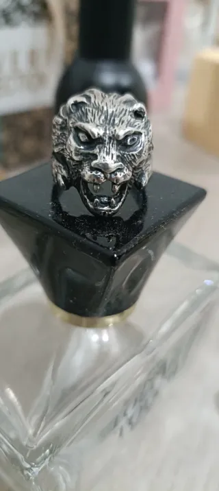 Anello Uomo Testa Leone Argento