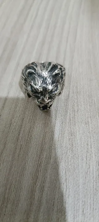 Anello Uomo Testa Leone Argento