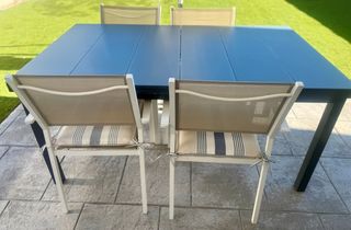 Mesa extensible antracita cristal templado