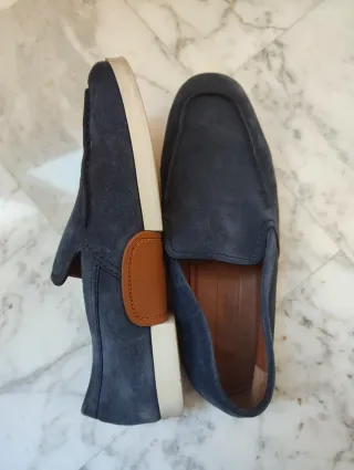 Mocassini Zegna Blu Pelle Scamosciata