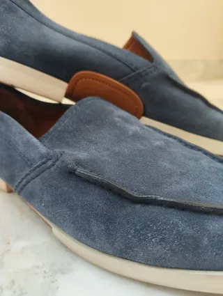 Mocassini Zegna Blu Pelle Scamosciata