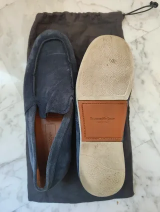 Mocassini Zegna Blu Pelle Scamosciata