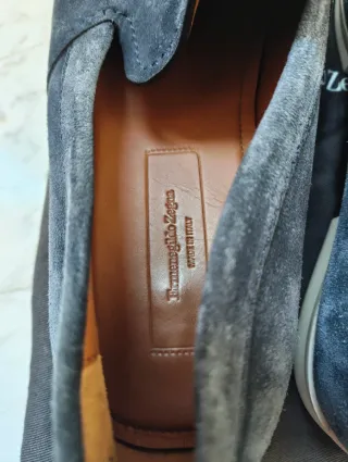 Mocassini Zegna Blu Pelle Scamosciata