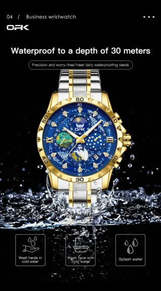 Reloj OPK Hombre Esfera Azul y Detalles Dorados