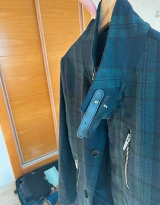 Abrigo cuadros azul y verde