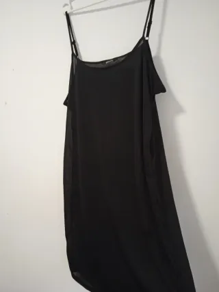 Vestido negro transparente poliéster TL