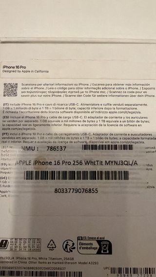 iPhone 16 Pro 256GB Bianco-Come Nuovo in garanzia
