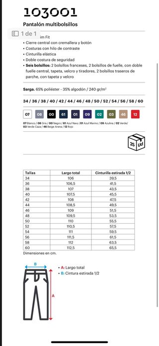 Pantalones multibolsillo multiuso talla 46
