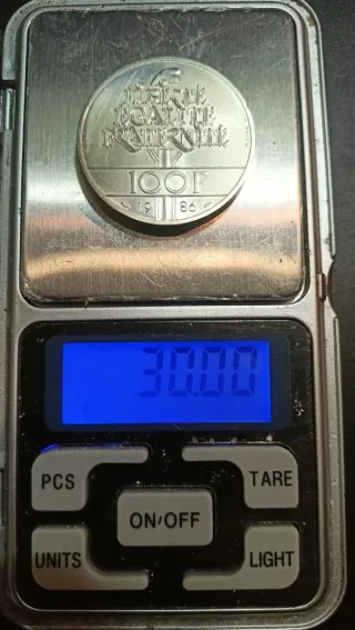 Moneda Plata 900 Piedfort 30g Francia 1886-1986