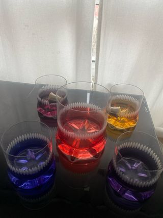 Conjunto vasos y centro de cristal