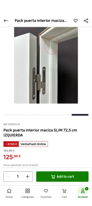 Pack puerta interior maciza SLIM 72,5 cm