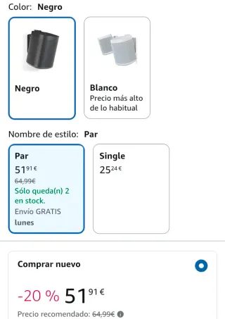 Sonos One SL Nero (Coppia) + Supporti
