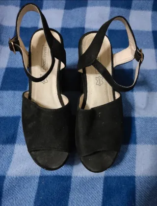 Sandalias Negras Plataforma Tacón