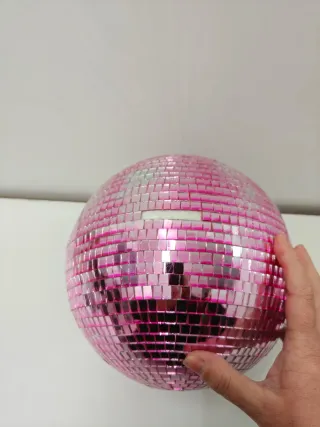 Gran Bola Disco Rosa y Plateada