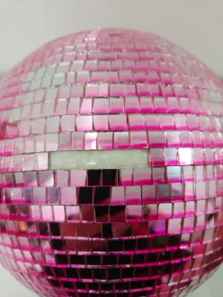 Gran Bola Disco Rosa y Plateada