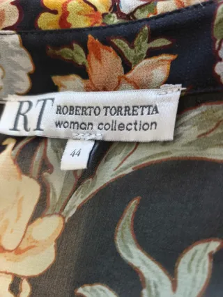 Vestido largo flores negro y naranja