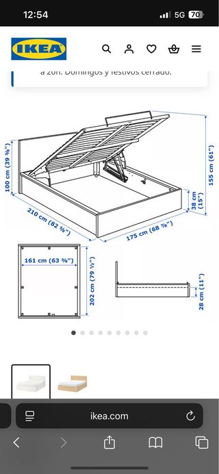 Canapé abatible MALM 200x160 + Colchón