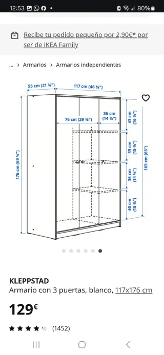 Armario 3 puertas blanco