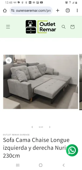 Sofá Cama Chaise Longue Nuria 230cm