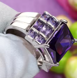 Anello Argento e Ametista Rettangolare