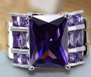 Anello Argento e Ametista Rettangolare