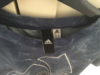 Camiseta Adidas Crop Top Azul y Blanco