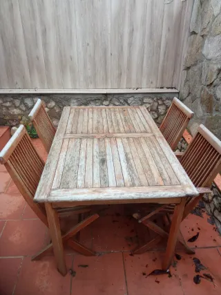 Mesa Teca y 4 Sillas Jardín