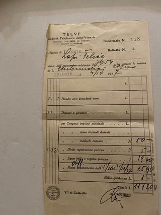 Documenti TELVE Trieste anni '30