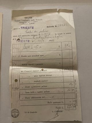 Documenti TELVE Trieste anni '30