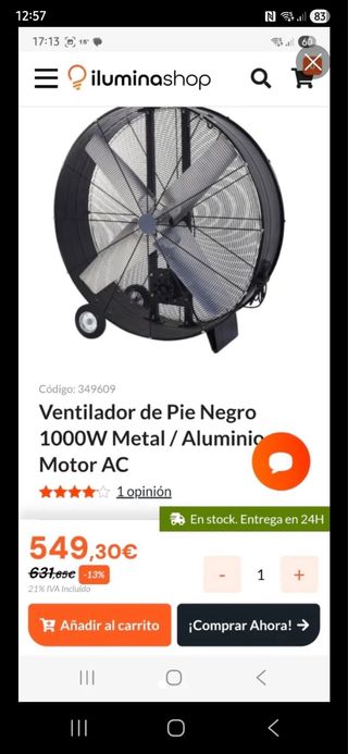 Ventilador Industrial 1000W