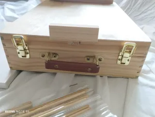 Maletín Madera Lienzos Pinceles Acrílicos