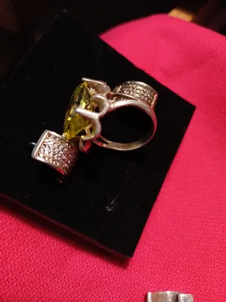 Anillo Plata Ley Contraste Piedra Verde