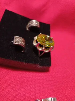 Anillo Plata Ley Contraste Piedra Verde