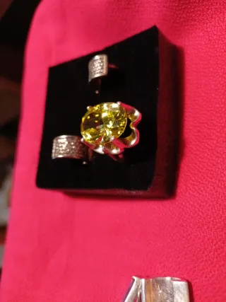 Anillo Plata Ley Contraste Piedra Verde