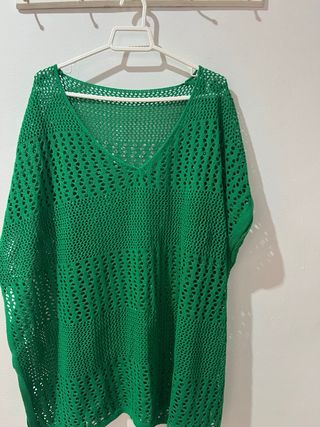 Salida de baño verde tejida